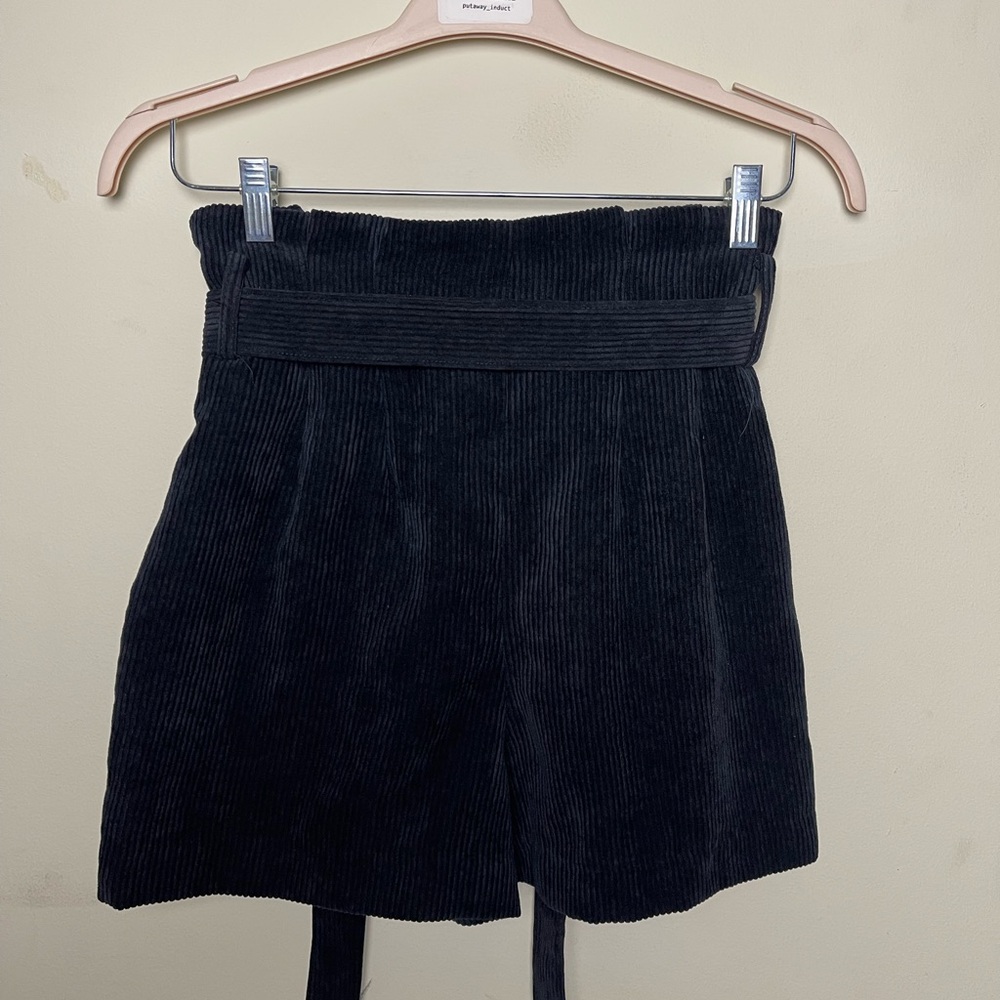 Navy Blue Corduroy Paperbag Shorts - Picture 4 of 5